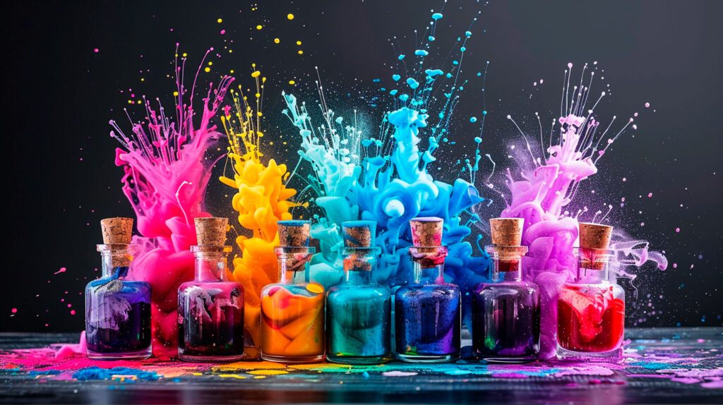 eksplozja kolorów - flakony z różnymi kolorami